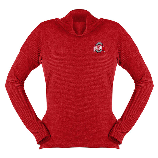 Ladies Ohio State Buckeyes Glory Cowl Crew Sweatshirt in Scarlet - Front View