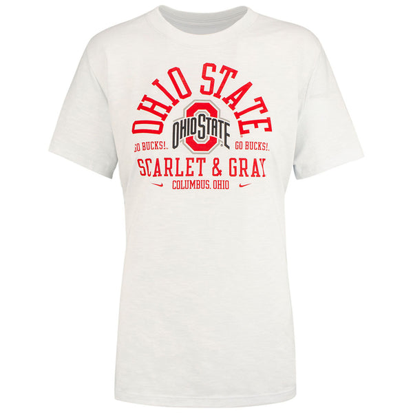 Ladies Ohio State Buckeyes Nike Slub Local T-Shirt in White - Front View
