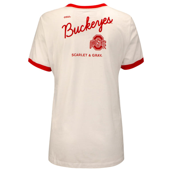 Ladies Ohio State Nike Ringer T-Shirt in White - Back View