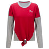 Ladies Ohio State Buckeyes Scrimmage Long Sleeve T-Shirt in Scarlet and Gray - Front View