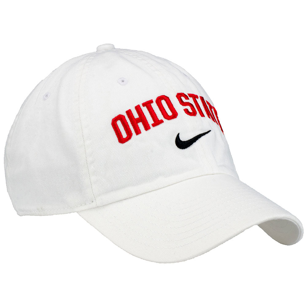 Ohio State Buckeyes Nike Arch Unstructured Adjustable Hat in White - Right Side View