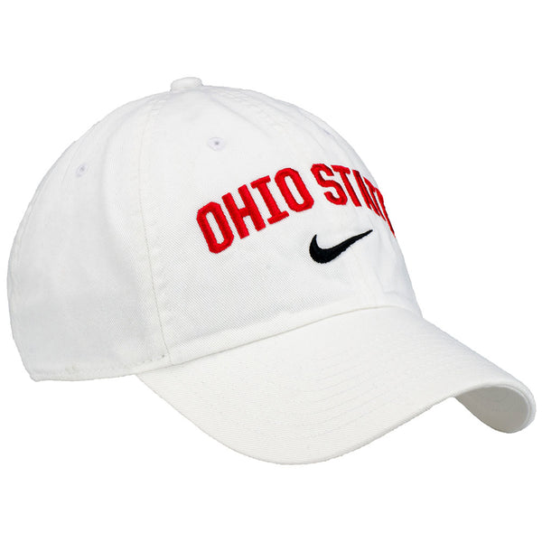 Ohio State Buckeyes Nike Arch Unstructured Adjustable Hat in White - Right Side View