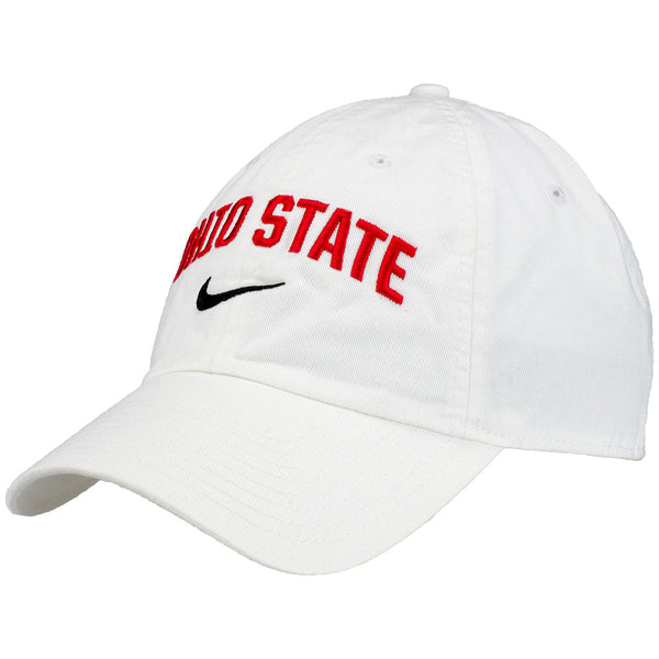 Ohio State Buckeyes Nike Arch Unstructured Adjustable Hat in White - Left Side View