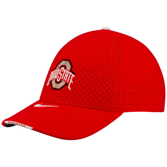 Ohio State Buckeyes Nike Sideline AeroBill Adjustable Hat in Scarlet - Front/Side View