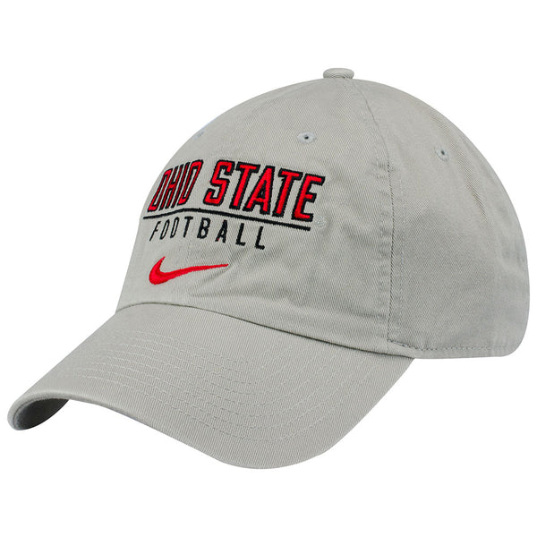 Ohio State Buckeyes Nike Campus Football Unstructured Adjustable Hat in Gray - Angled Left View