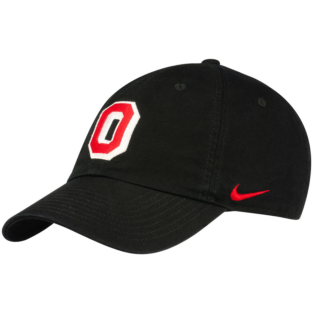 Ohio State Buckeyes Nike Block O H86 Unstructured Adjustable Hat in Black - Front/Side View