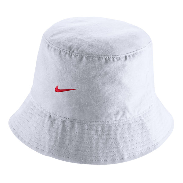 Ohio State Buckeyes Nike Primary Logo Core Bucket Hat in White - Back View
