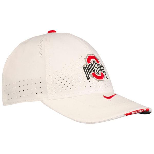 Ohio State Buckeyes Nike Sideline Aero L91 Hat in White - Angled Right View