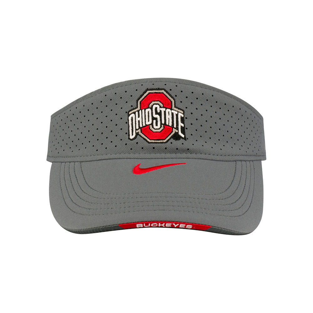 Ohio State Buckeyes Nike Aero Sideline Visor in Gray - Front View