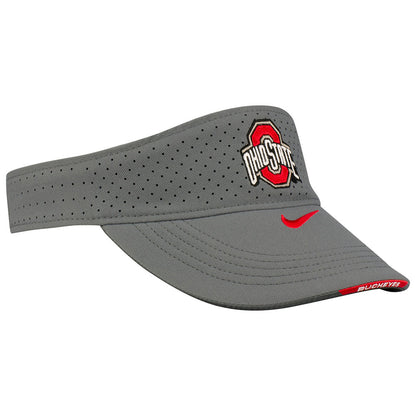 Ohio State Buckeyes Nike Aero Sideline Visor in Gray - Front/Side View