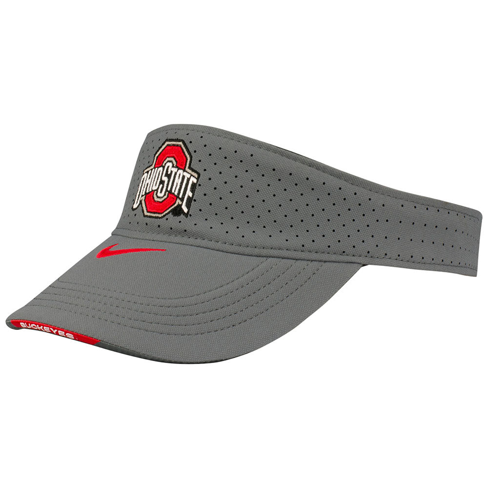 Ohio State Buckeyes Nike Aero Sideline Visor in Gray - Front/Side View