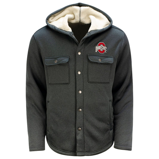 Ohio State Buckeyes Bond Shirt Sherpa Lining Jacket in Black - Front View