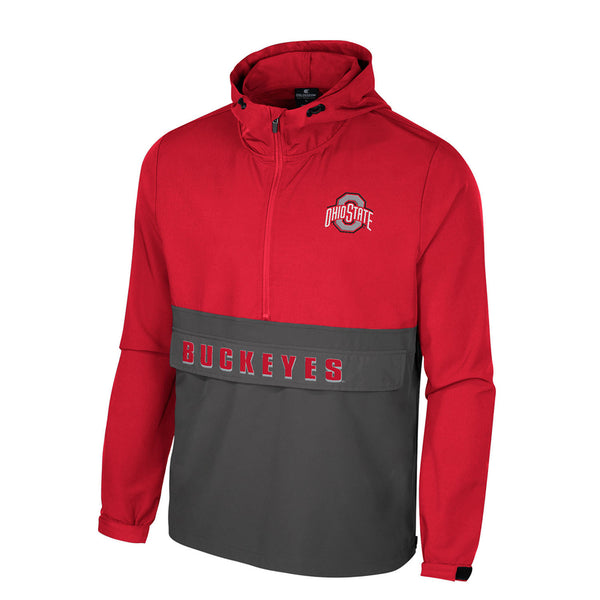 Ohio State Buckeyes Anorak 1/4 Zip Jacket in Scarlet and Gray - Front View