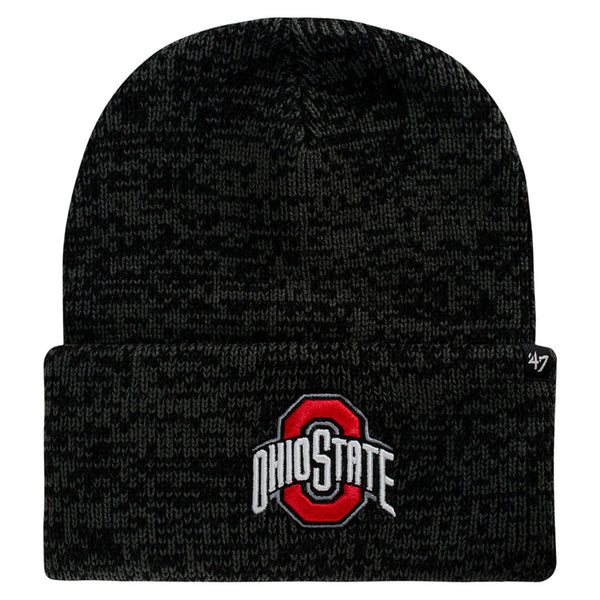 Ohio State Buckeyes Primary Brainfreeze Knit Hat in Black - Front View