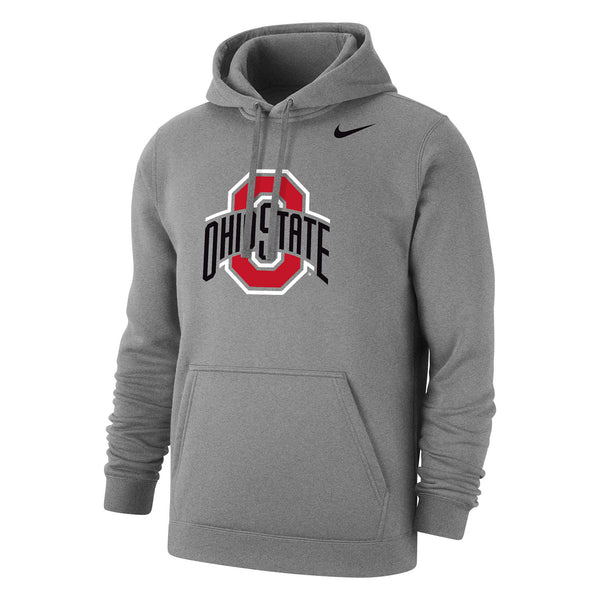 Ohio State Buckeyes Nike Primary Logo Club Fleece Gray Hoodie - Front View