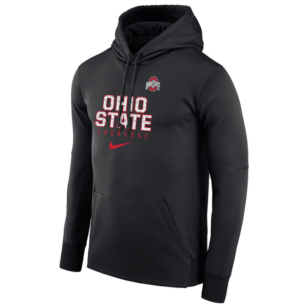 Ohio State Buckeyes Nike Lacrosse Therma Fleece Black Hoodie - Front View