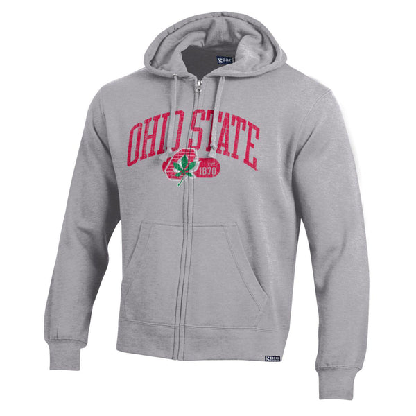 Ohio State Buckeyes Big Cotton Full Zip Sweatshirt - In Gray - Front View