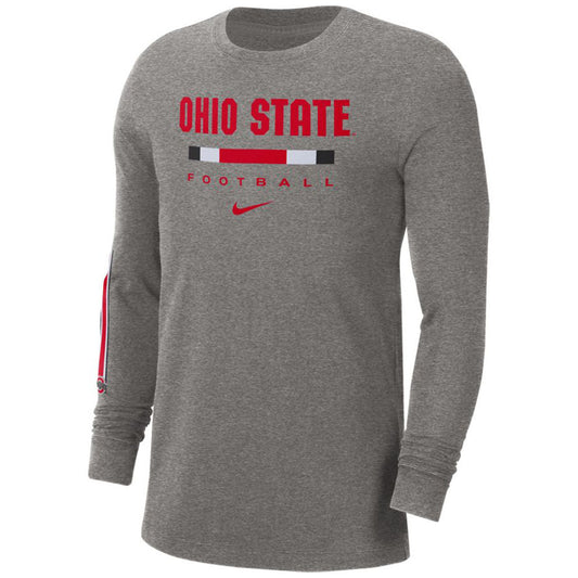 Ohio State Buckeyes Nike Wordmark Long Sleeve T-Shirt in Gray - Front View