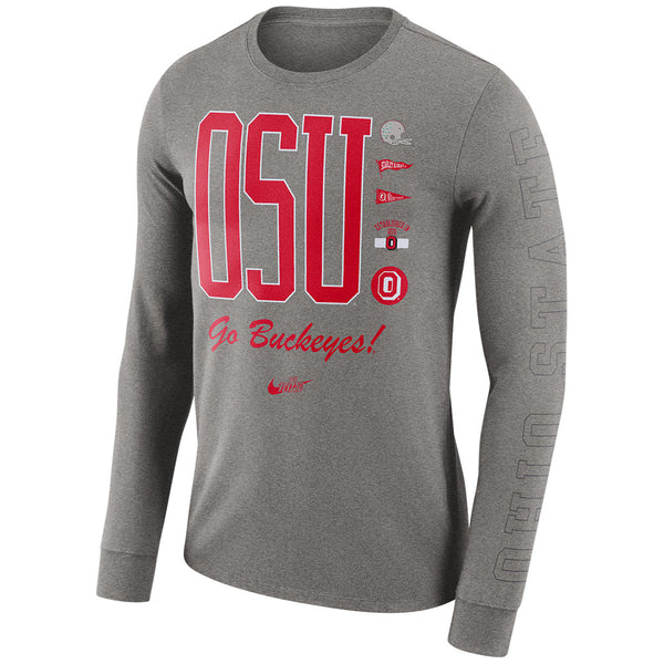 Ohio State Buckeyes Nike Crew Cuff Long Sleeve in Gray - Front View