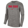 Ohio State Buckeyes Nike Team Issue Velocity Authentic Gray Long Sleeve T-Shirt - Front View