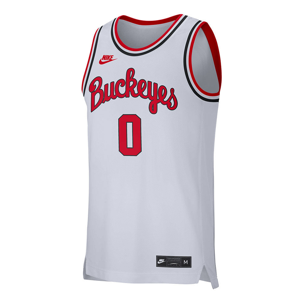 Ohio State Buckeyes Replica Retro Basketball Jersey in White - Front View