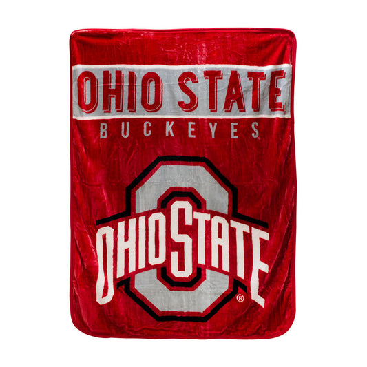 Ohio State Buckeyes 60" X 80" Raschel Blanket in Scarlet - Front View