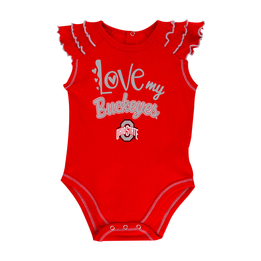 Newborn Ohio State Girls Onesie in Scarlet - Front View