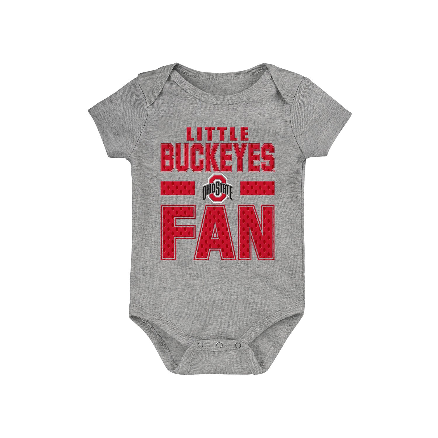 Infant Ohio State Buckeyes Little Fan Onesie in Gray - Front View