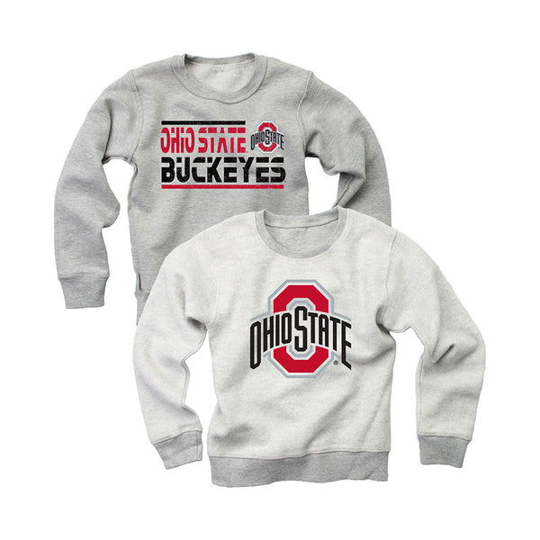 Toddler Ohio State Buckeyes Reversible Fleece Sweatshirt in Gray - Front View