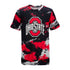 Youth Ohio State Buckeyes Cross Pattern T-Shirt in Scarlet, Gray, and Black - Front View