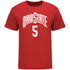 Ohio State Buckeyes Women's Basketball Student Athlete #15 Emma Shumate T-Shirt - In Scarlet - Front View