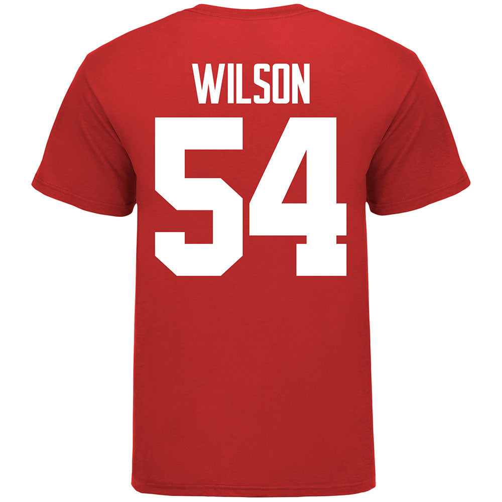 Ohio State Buckeyes #54 Toby Wilson Student Athlete Football T-Shirt in Scarlet - Back View