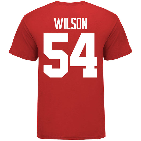 Ohio State Buckeyes #54 Toby Wilson Student Athlete Football T-Shirt in Scarlet - Back View