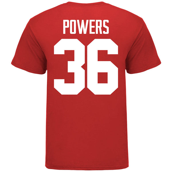 Ohio State Buckeyes #36 Gabe Powers Student Athlete Football T-Shirt in Scarlet - Back View
