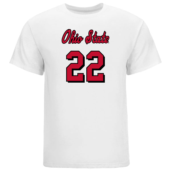 Ohio State Volleyball Student Athlete T-Shirt #22 Emily Londot in White - Front View