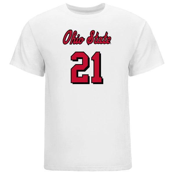 Ohio State Volleyball Student Athlete T-Shirt #21 Zaria Ragler in White - Front View
