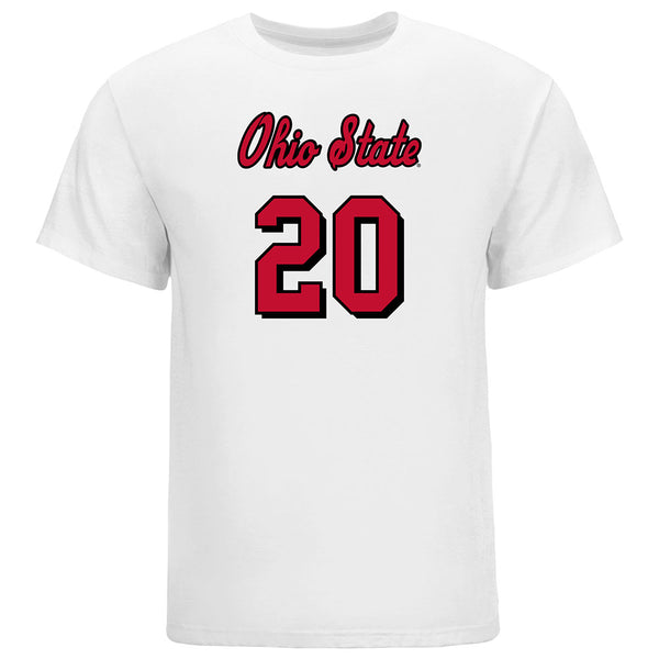Ohio State Volleyball Student Athlete T-Shirt #20 Rylee Rader in White - Front View