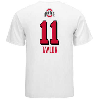 Ohio State Volleyball Student Athlete T-Shirt #11 Sydney Taylor in White - Back View