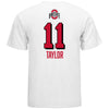 Ohio State Volleyball Student Athlete T-Shirt #11 Sydney Taylor in White - Back View