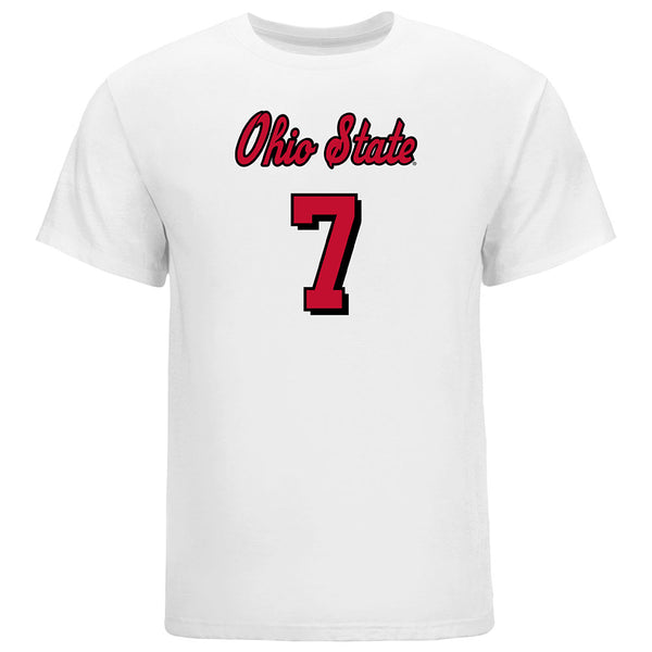 Ohio State Volleyball Student Athlete T-Shirt #7 Chelsea Thorpe in White - Front View