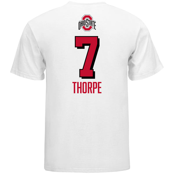 Ohio State Volleyball Student Athlete T-Shirt #7 Chelsea Thorpe in White - Back View