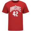 Ohio State Buckeyes Student Athlete #42 Colby Baumann T-Shirt in Scarlet - Front View
