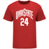Ohio State Buckeyes Student Athlete #24 Kalen Etzler T-Shirt in Scarlet - Front View