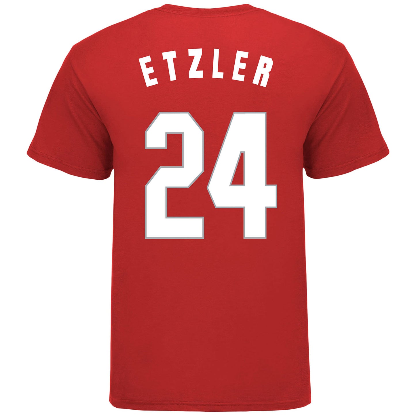 Ohio State Buckeyes Student Athlete #24 Kalen Etzler T-Shirt in Scarlet - Back View