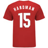 Ohio State Buckeyes Student Athlete #15 Bowen Hardman T-Shirt in Scarlet - Back View