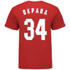 Ohio State Buckeyes Student Athlete #34 Felix Okpara T-Shirt in Scarlet - Back View