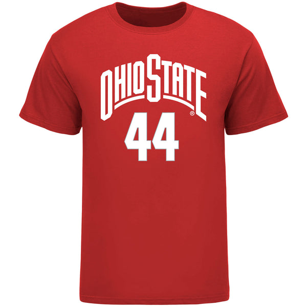 Ohio State Buckeyes Student Athlete #44 Owen Spencer T-Shirt in Scarlet - Front View
