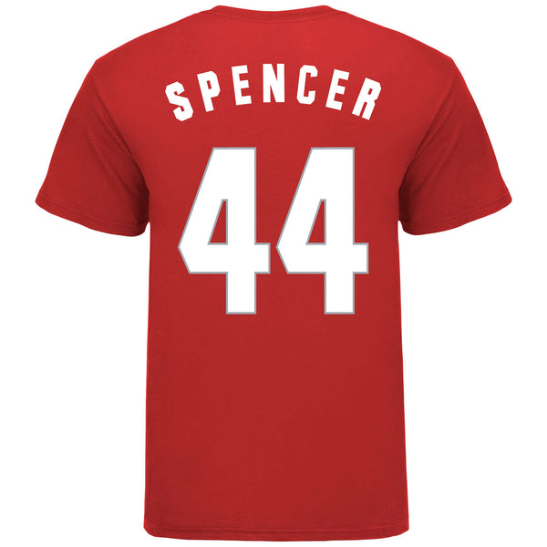 Ohio State Buckeyes Student Athlete #44 Owen Spencer T-Shirt in Scarlet - Back View