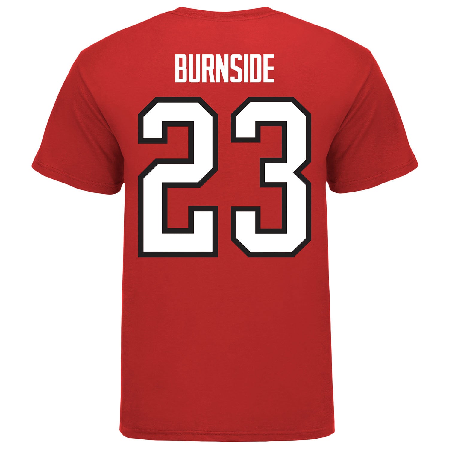 Ohio State Buckeyes Men's Hockey Student Athlete #23 Davis Burnside T-Shirt in Scarlet - Back View