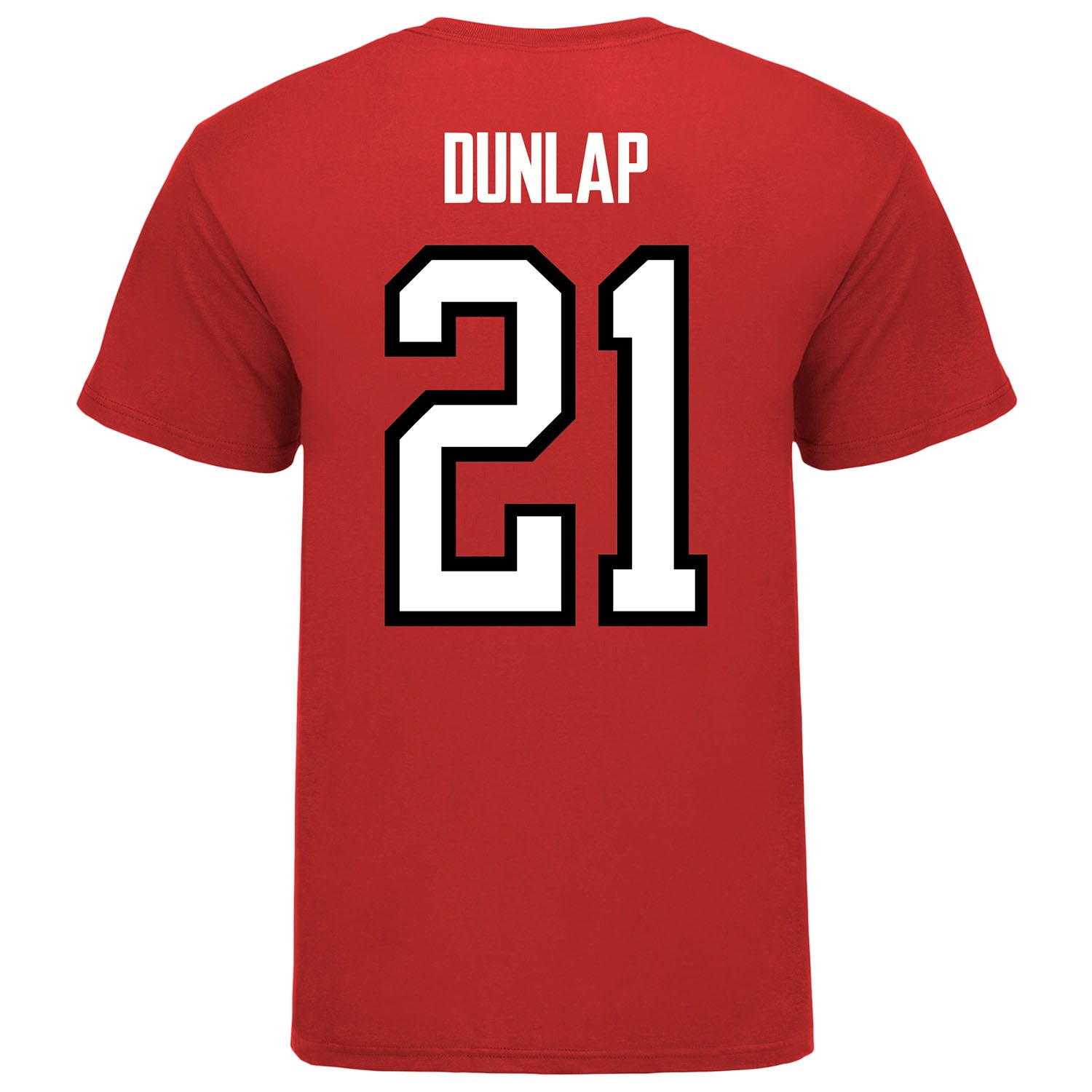 Ohio State Buckeyes Men's Hockey Student Athlete #21 Joe Dunlap T-Shirt in Scarlet - Back View